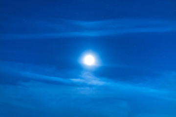 Wall Mural - blue dark night sky with moon