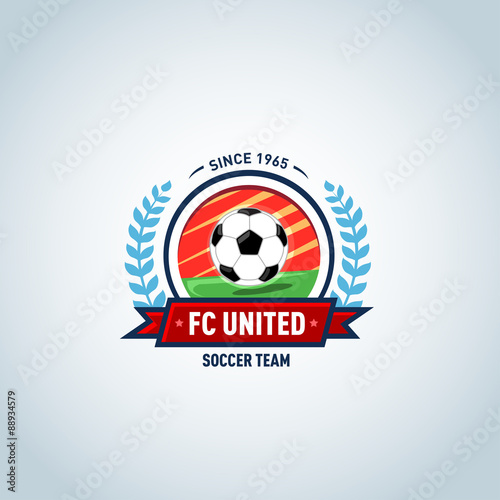 Red Orange And Green Soccer Football Badge Logo Design Template