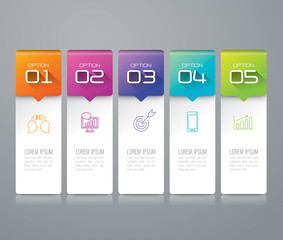 Aufkleber - Infographic design template and marketing icons.
