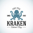The Evil Kraken Authentic Navy Abstract Vector Logo Template