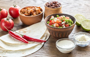 Wall Mural - ingredients for burrito