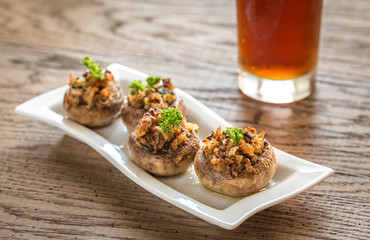 Wall Mural - Mushrooms' caps stuffed with mixture of cheese, onion, breadcrum