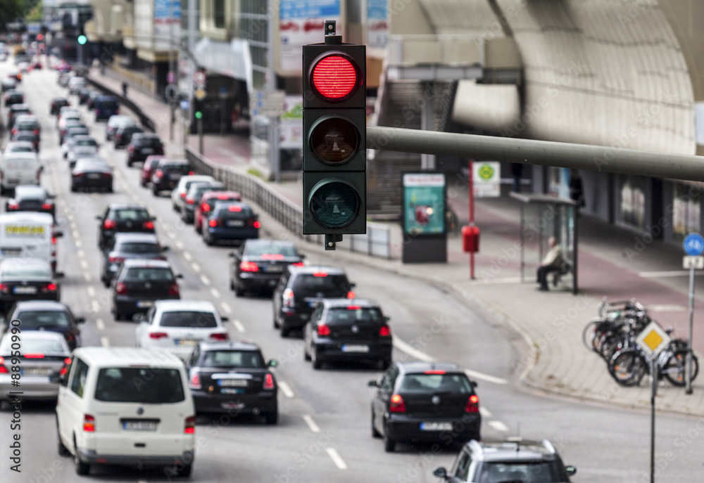 Rote Ampel Strassenverkehr In Hamburg Deutschland Foto Poster