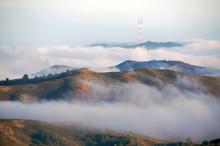 Twin Peaks And Mount Sutro With Sutro Tower In Fog. Shot Taken Frpm Mount Tam State Park, Marin County, California, USA.