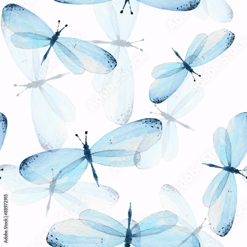 Naklejka - mata magnetyczna na lodówkę The pattern of butterflies. Seamless background. Watercolor illustration 13