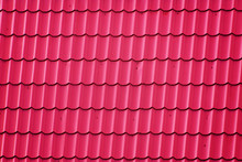 Roof Covered With Red Corrugated Metal Tiles