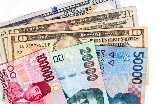 Close Up Of Indonesia Rupiah Currency Note Against Us Dollar Close Up Of Indonesia Rupiah Currency Note Against Us Dollar
