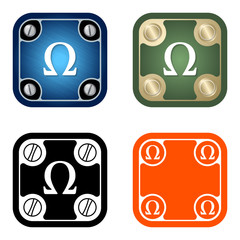 Poster - Set of four flat simple frames and omega symbol