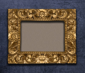  gold picture frame black background wall