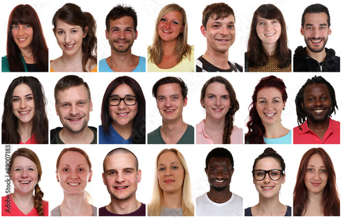 Fotografía Portrait Collage multikulturell Jugendliche Gruppe Freisteller