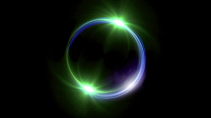 Wall Mural - The circle shape of ring lens flares is rotating with dark background