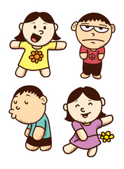 Sticker - set of cute children expressions cartoon