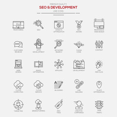 Wall Mural - Seo and Development line icons