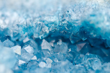 Blue Crystals Agate SiO2. Macro
