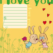Greeting card I love you with rabbits