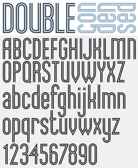 Poster - Double Line retro style geometric font.