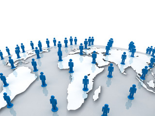 Aufkleber - Social network people on world globe map over white background