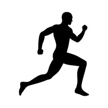Man Running / Sprinting Silhouette Flat Icon For Exercise Apps And Websites