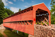 Sachs Covered Bridge, A Town Truss Covered Bridge Over Marsh Creek, In Adams County Pennsylvania