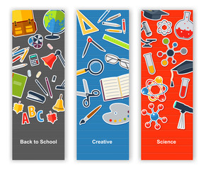Poster - Back to school set of banners. Concept education, creative