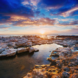 Fototapeta Zachód słońca - Spring panorama of sea coast city Trapany. Sicily, Italy, Europe