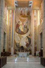 Cracow , Lagiewniki - The Centre Of Pope John Paul II. Mosaics On The Church Wall With Biblical Scenes