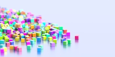 Wall Mural - Colored cubes background, original 3d illustration