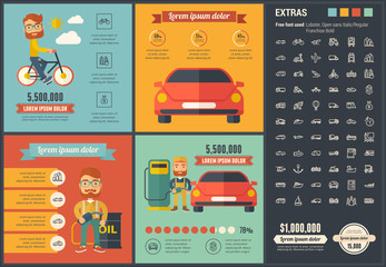 Sticker - Transportation flat design Infographic Template