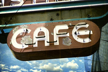 Aged And Worn Vintage Neon Cafe Sign