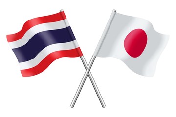 Wall Mural - Flags: Thailand and Japan