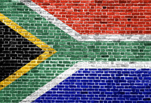 Flag Of South Africa Painted On Brick Wall, Background Texture