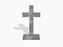 Cross Gravestone On White Background