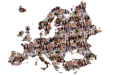 Europa Karte Menschen junge Leute Gruppe Integration multikultur