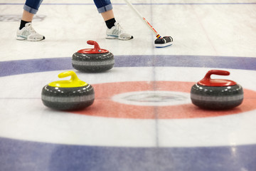 Curling rocks on ice