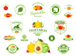 Wall Mural - Vegetables Logos, Labels, Vegetables Icons and Design Elements