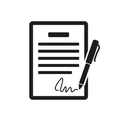 the contract icon. agreement and signature, pact, accord, convention symbol. flat