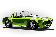 Classic Sport Car Cobra Roadster Green