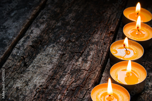 flavored spa candle on a wooden background