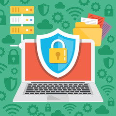 Poster - data protection, internet security flat illustration concepts