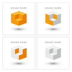 Poster - Cube isometric design logo template.