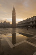 Early view of historical square of San Marco in the lagoon city of Venice in Italy.