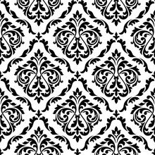 Damask Black And White Floral Seamless Pattern