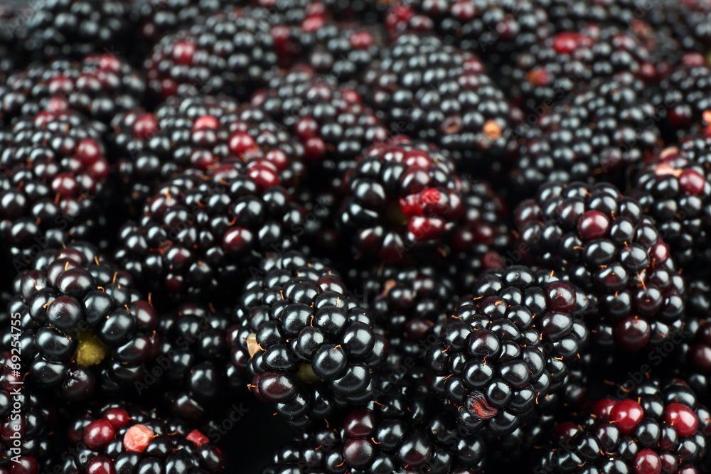 Heap of sweet blackberries close up