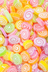 Jelly sweet, flavor fruit, candy dessert colorful on white paper