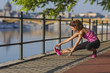 © matrairenata - healthy lifestyle, fitness sports woman running at park trail