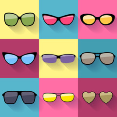 Sticker - Set of different styles sunglasses.