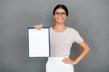 Sticker - Copy space on her clipboard. 