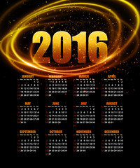 Wall Mural - Calendar for 2016 on abstract background. Vector illustration