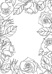 Wall Mural - Vector line rose frame.