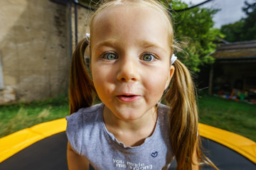 Cute little girl surprising face portrait